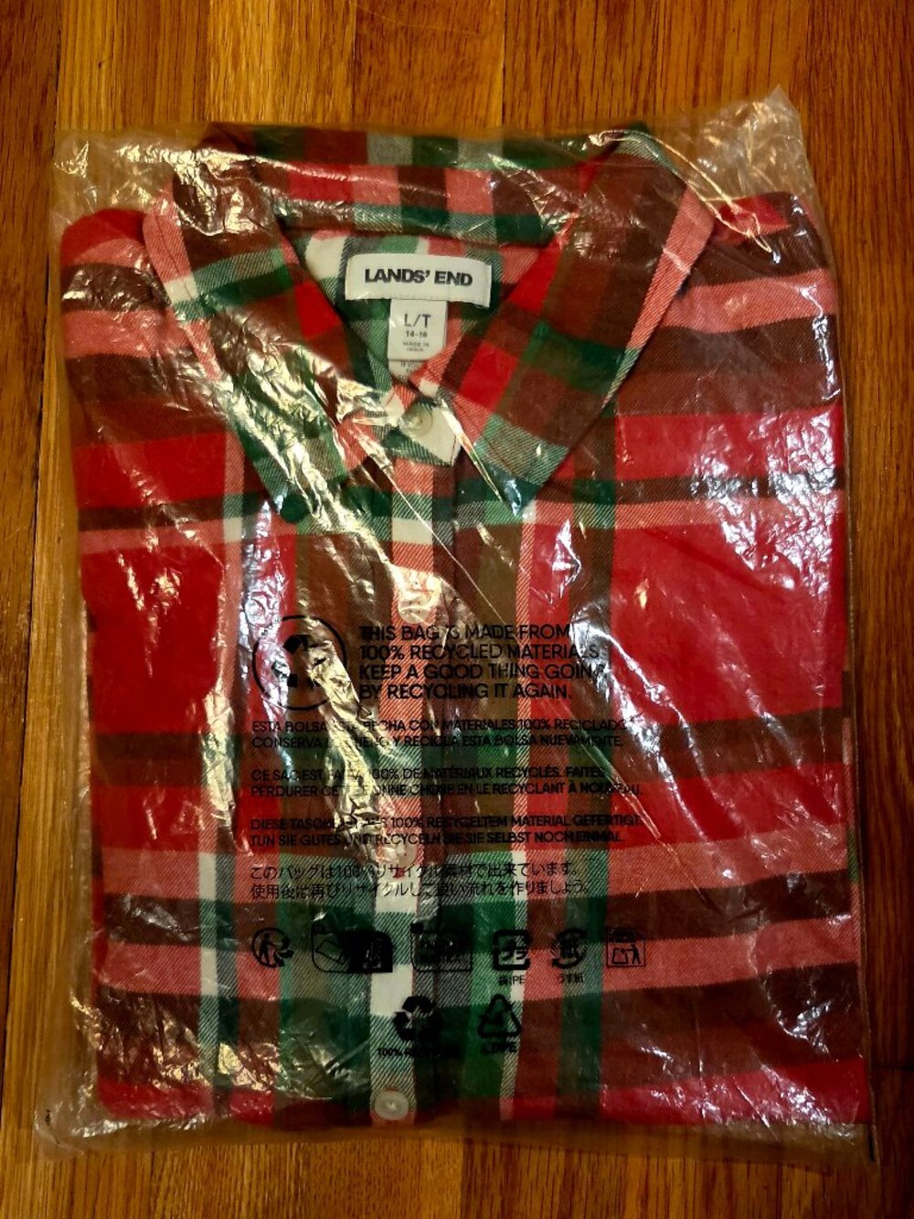 Women's Lands End NWT Flannel shirt L